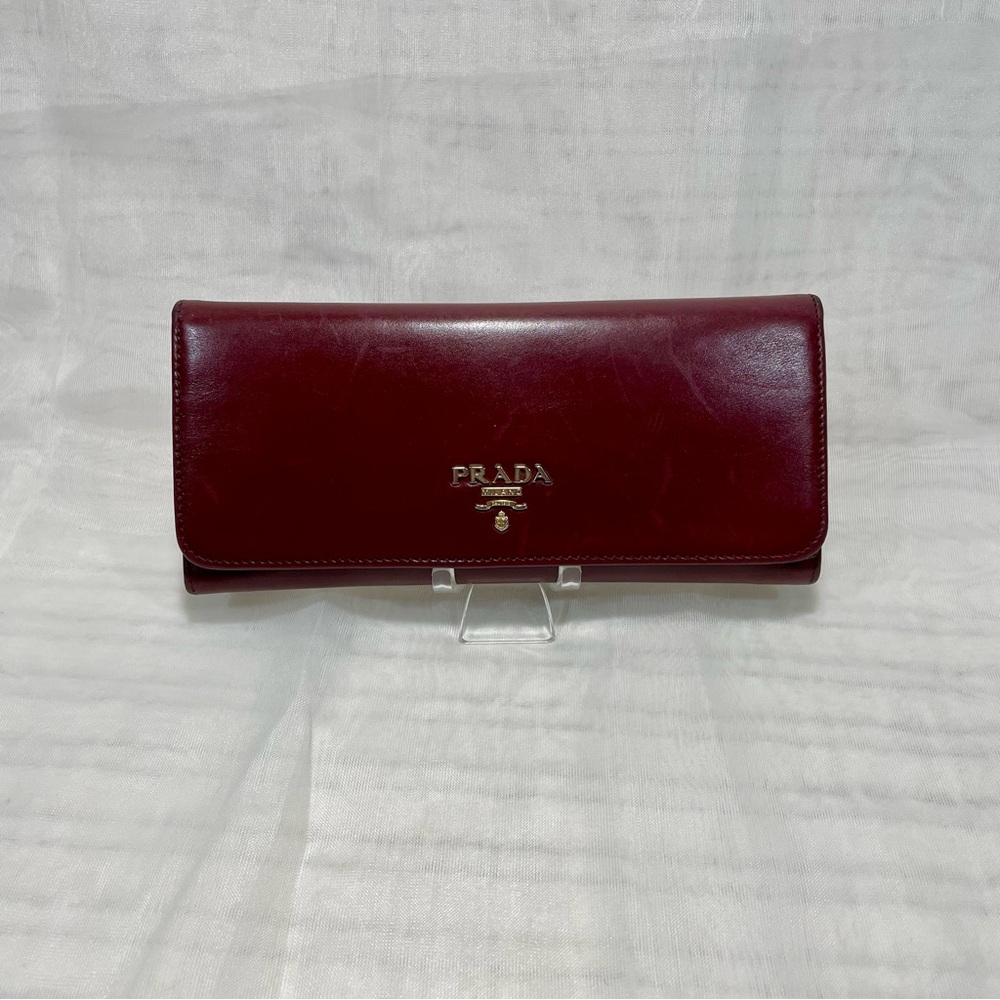 Prada Leather Wallet Burgundy